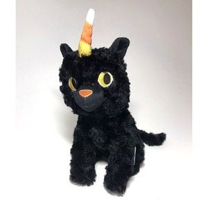 Black Cat HALLMARK Halloween CATICORN 10” Plush Stuffed Animal Candy Corn